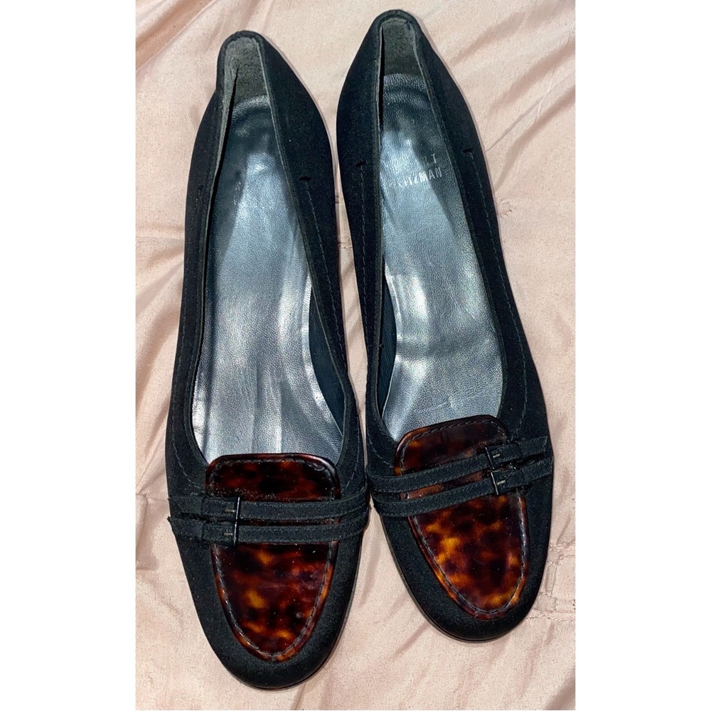 Stuart Weitzman Black Tortoise Shell Loafers Size… - image 1